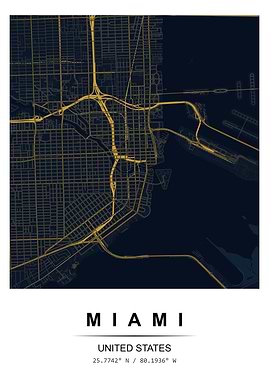 Miami City Map Poster
