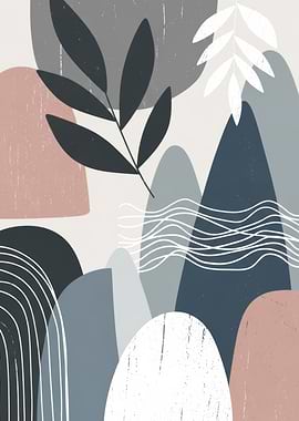 Abstract Landscape with Botanical Elements