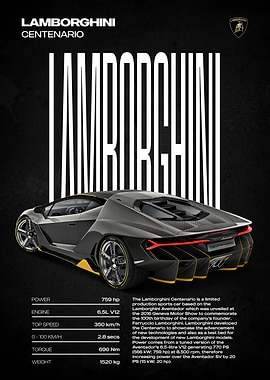 Lamborghini Centenario Poster