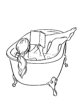 Woman reading in a bathtub