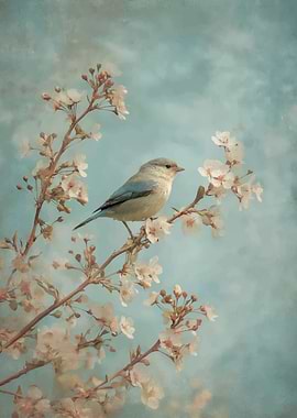 Bird on a blooming branch