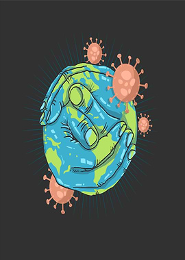 Hands Protecting Earth from Viruses