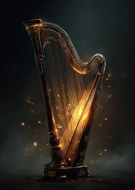 Enchanted Harp with Golden Light