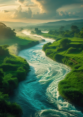 Misty River Valley Sunrise