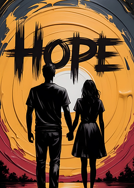 Couple Holding Hands with Hope Text