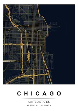 Chicago City Map Art