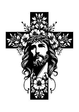 Jesus Christ Cross Floral Design