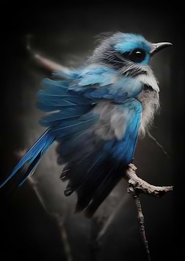 Blue Bird on Branch