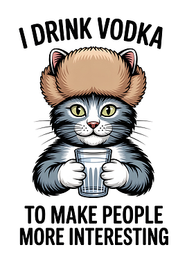 Cat drinking vodka funny quote
