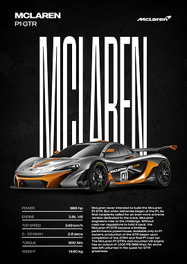 McLaren P1 GTR Car Poster