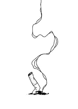 Cigarette butt with smoke