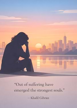 Silhouette of a person contemplating by the water