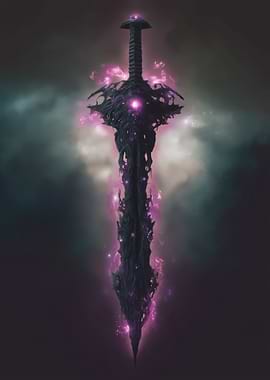 Dark Fantasy Sword with Purple Energy