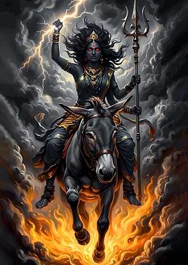 Goddess Kali Riding a Donkey