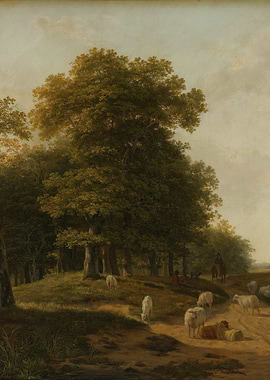 Pastoral Landscape with Sheep and Trees