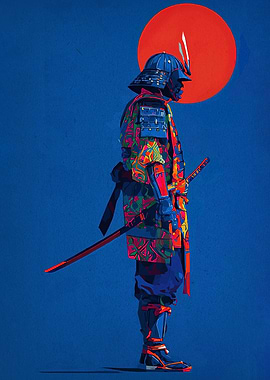 Samurai Warrior with Colorful Armor