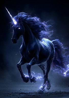 Dark Unicorn with Lightning