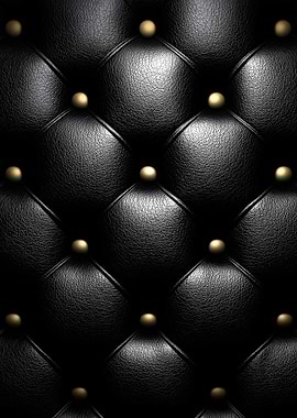 Black Tufted Leather with Gold Studs