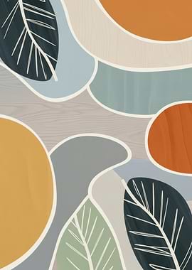 Abstract Mid-Century Modern Botanical Art