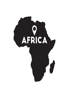 Africa Continent Map with Location Pin
