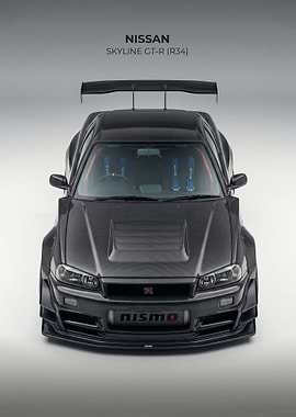 Nissan Skyline GT-R R34 full carbon fiber poster