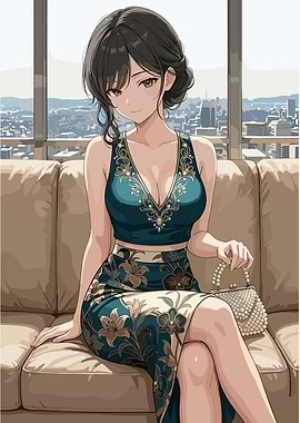 Elegant Woman in Floral Dress