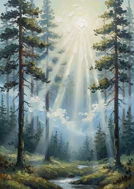 Sunbeams in a Forest