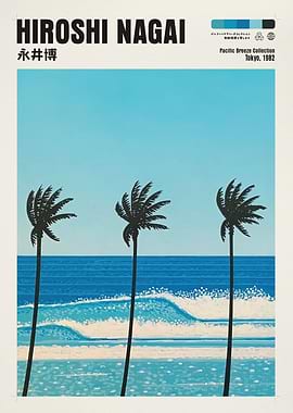 Hiroshi Nagai Palm Trees and Ocean