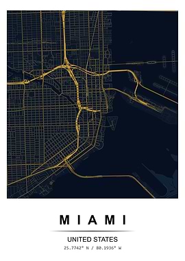 Miami City Map Poster