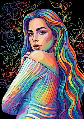 Addison Rae with Rainbow Hair and Flowers