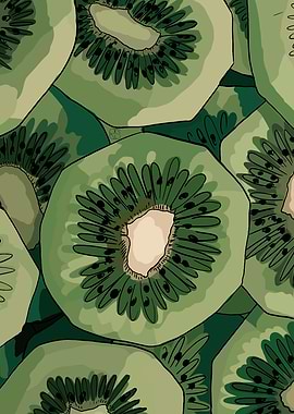 Seamless Kiwi Slices Pattern