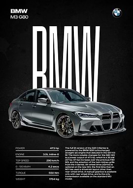 BMW M3 G80 Car Poster