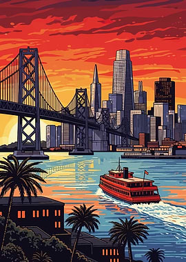 San Francisco Bay Bridge Sunset