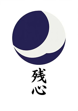 Crescent Moon and Japanese Characters