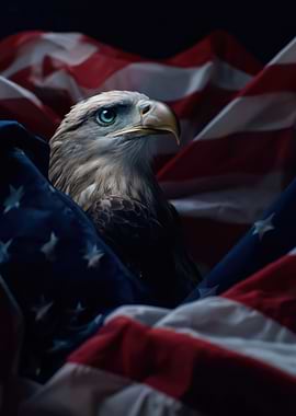 Bald Eagle with American Flag