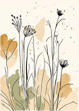 Abstract Floral Line Art