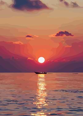 Sunset boat ride on the ocean