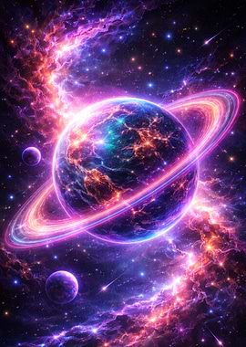 Ringed Planet in Nebula