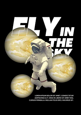 Astronaut flying among planets