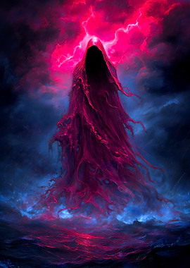 Mysterious Figure in Cosmic Storm