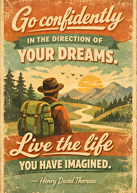 Vintage Travel Poster with Inspirational Quote