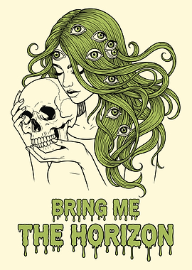 Woman Holding Skull with Eyes in Hair