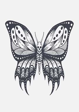 Skeleton Butterfly Tattoo Design