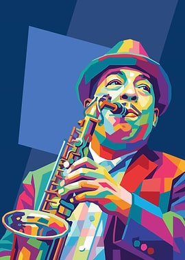 Colorful Saxophonist Portrait