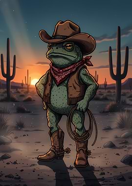 Cowboy Frog in the Desert