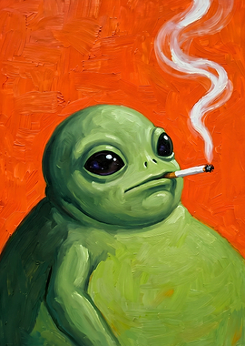 Green Alien Smoking