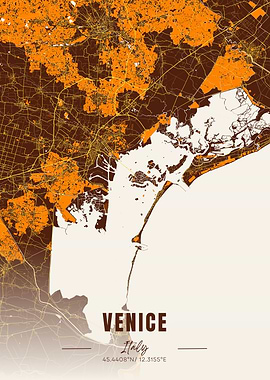 Venice Italy Map Art