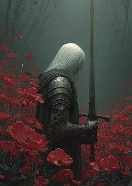 Knight in a field of poppies