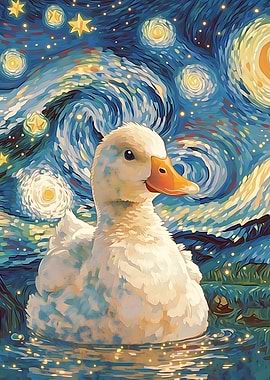 Duck in Starry Night Sky