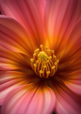 Macro shot of a pink and orange flower